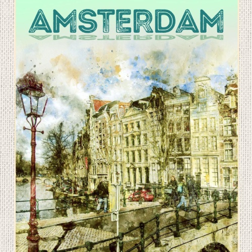 Schild Amsterdam Holland Niederlande Brücke 12x18 20x30 30x40 Blech od. Holz