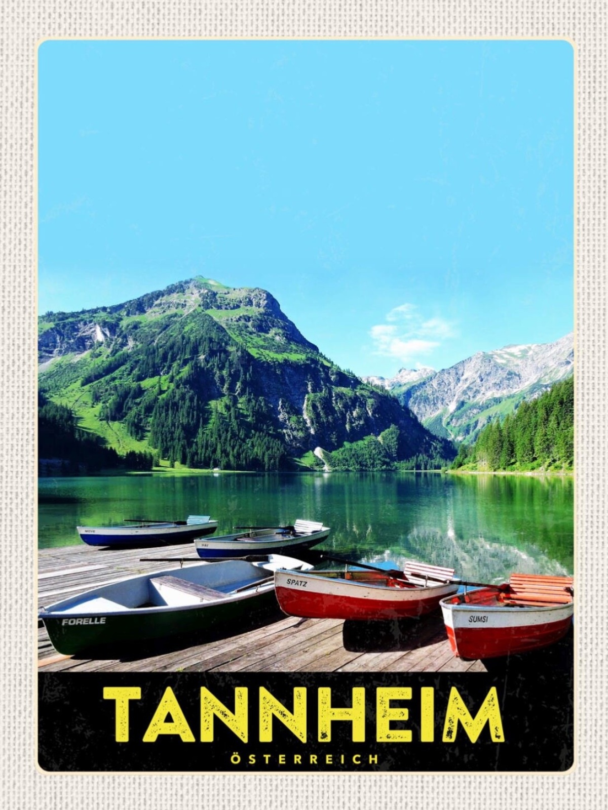 Schild Tannheim Österreich Tirol Vilsalpsee Boote 12x18 20x30 30x40 Blech/Holz