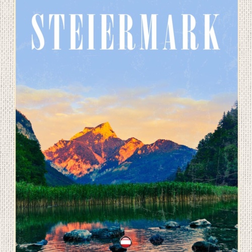 Schild Steiermark Österreich Berg Gebirge See 12x18 20x30 30x40 Blech/Holz