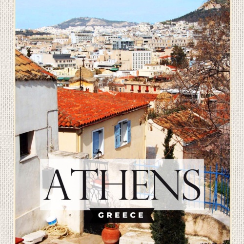 Schild Athens Greece Athen Griechenland Blick 12x18 20x30 30x40 Blech od. Holz