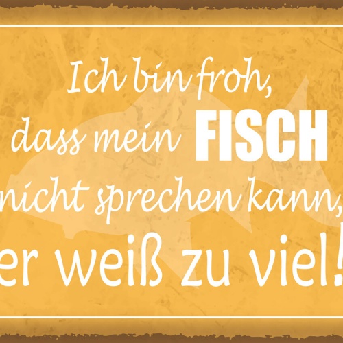 Schild Ich Bin Froh Mein Fisch Nicht Sprechen Kann 12x18 20x30 30x40 Blech/Holz