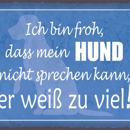 Schild Ich Bin Froh Mein Hund Nicht Sprechen Kann 12x18 20x30 30x40 Blech/Holz