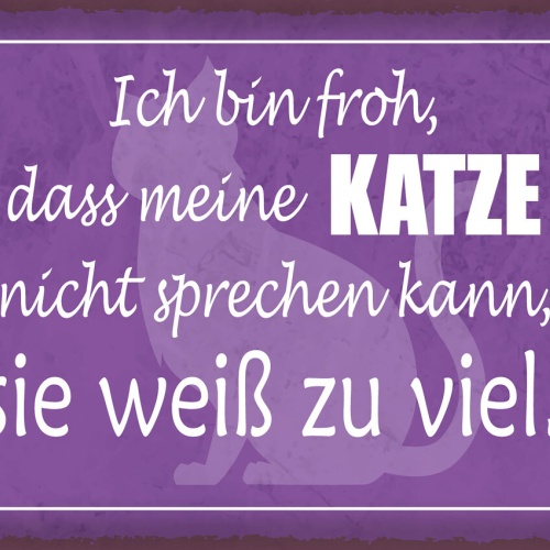 Schild Ich Bin Froh Meine Katze Nicht Sprechen Kann 12x18 20x30 30x40 Blech/Holz