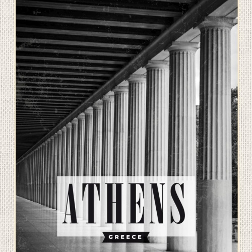 Schild Athens Greece Athen Griechenland Säulen 12x18 20x30 30x40 Blech od. Holz