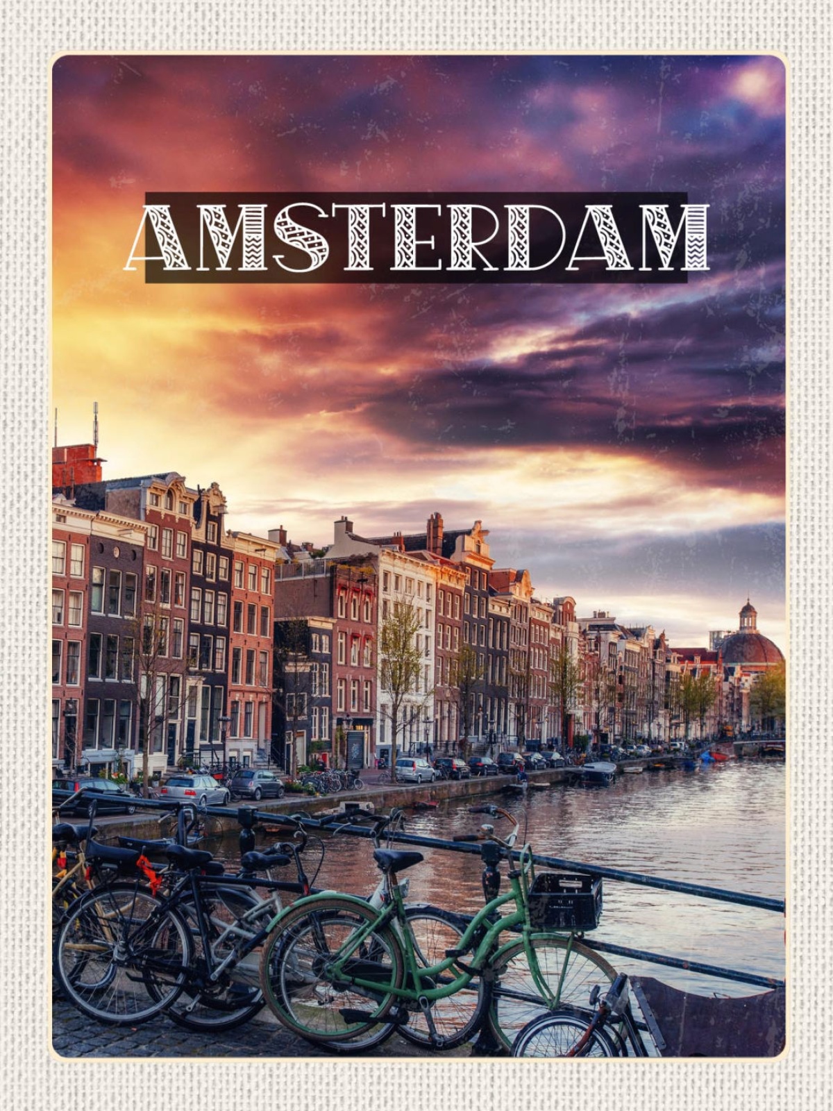 Schild Amsterdam Holland Niederlande Stadt Fluss 12x18 20x30 30x40 Blech od.Holz