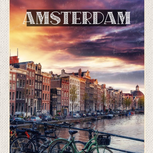 Schild Amsterdam Holland Niederlande Stadt Fluss 12x18 20x30 30x40 Blech od.Holz