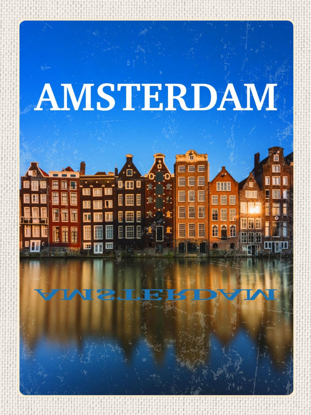 Schild Amsterdam Holland Niederlande Haus Fluss 12x18 20x30 30x40 Blech od.Holz