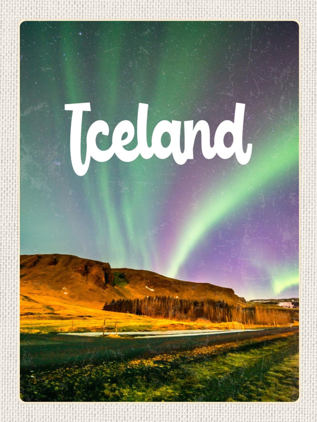 Schild Iceland Island Nordlicht Aurora Borealis 12x18 20x30 30x40 Blech od. Holz