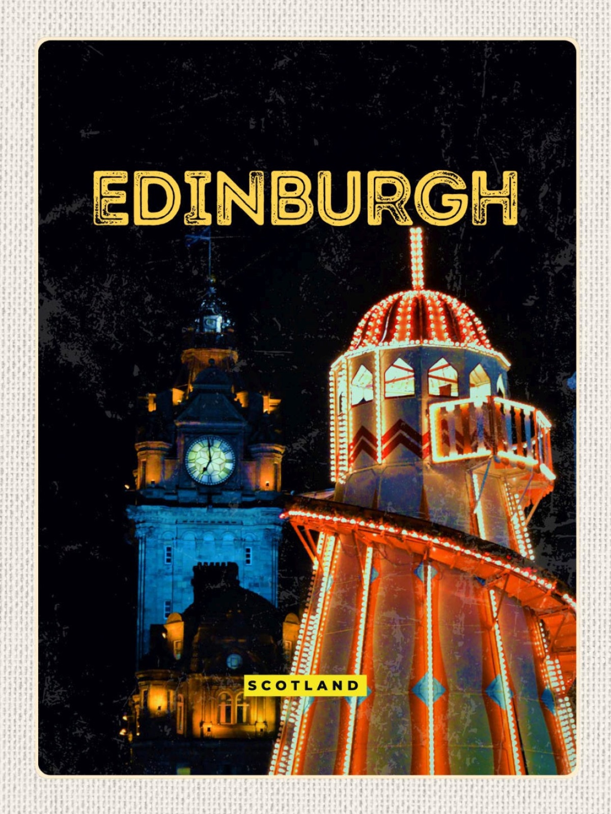 Schild Edinburgh Scotland Schottland Uhr Turm 12x18 20x30 30x40 Blech od. Holz