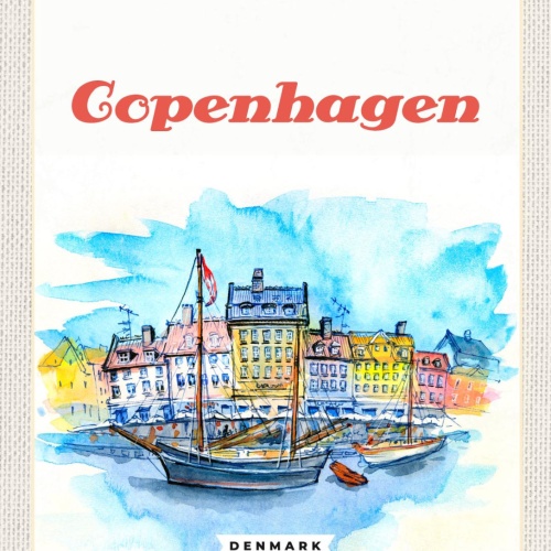 Schild Copenhagen Kopenhagen Dänemark Schiffe 12x18 20x30 30x40 Blech od. Holz