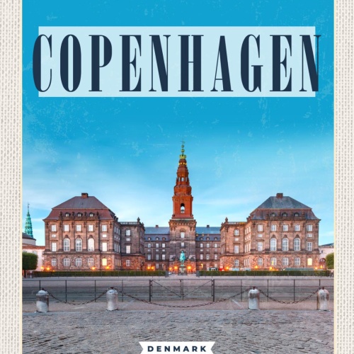Schild Copenhagen Kopenhagen Dänemark Palast 12x18 20x30 30x40 Blech od. Holz