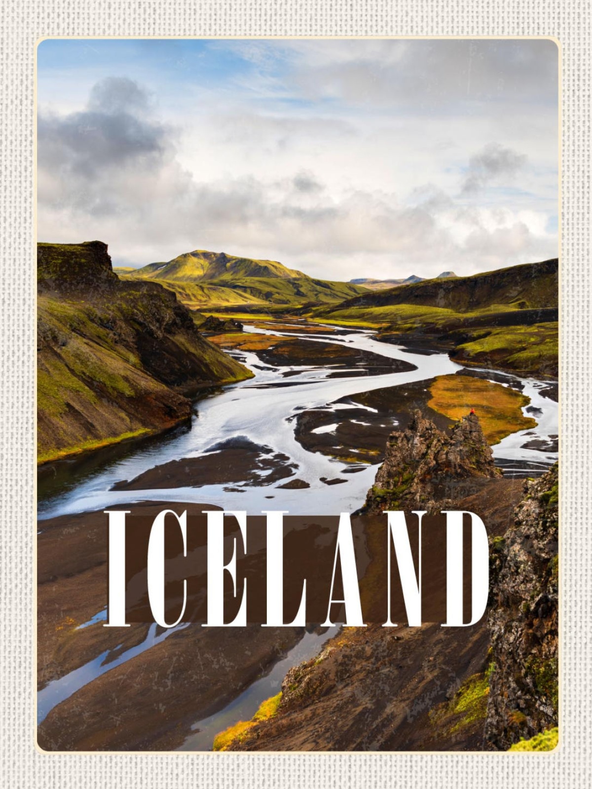 Schild Iceland Island Landschaft Blick 12x18 20x30 30x40 Blech od. Holz