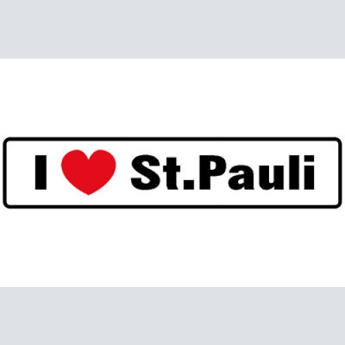 Schild I ❤️ St. Pauli Hamburg Liebe Deutschland Fan 46 x 10 Blech od. Holz