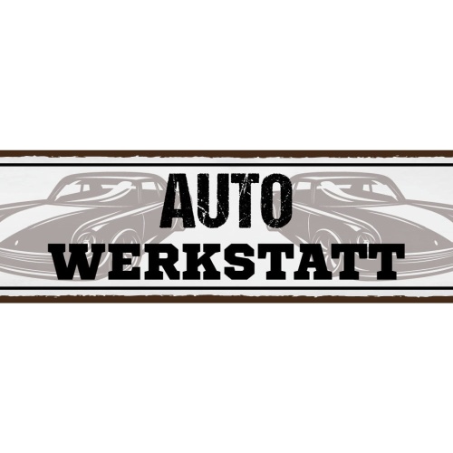 Schild Auto Werkstatt Mechaniker Bastler Werkzeug Oldtimer 46 x 10 Blech od.Holz