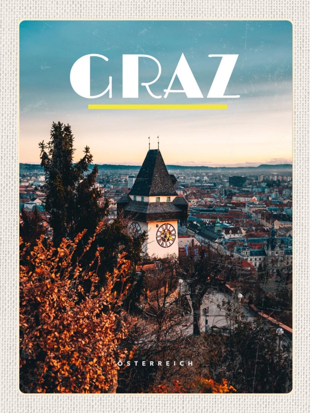 Schild Graz Österreich Steiermark Uhrturm Austria 12x18 20x30 30x40 Blech/Holz