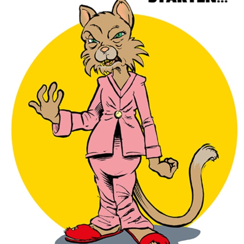 Schild Spruch Klar kann ich aktiv in den Tag starten nicht morgens Katze JW