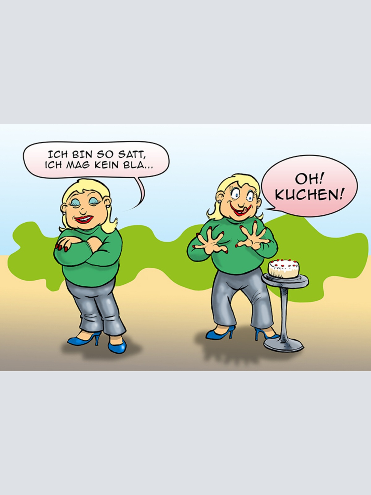 Schild Spruch Ich bin so satt ich mag kein Bla Oh Kuchen Frauen Essen JW