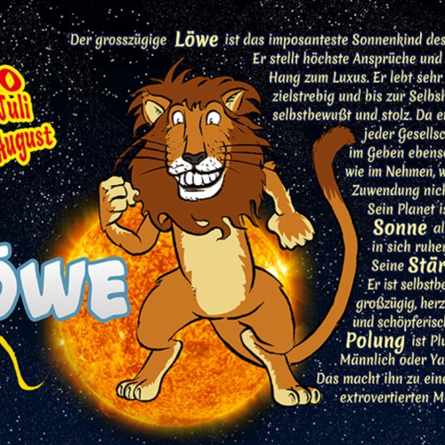 Schild Spruch Sternzeichen Löwe JW