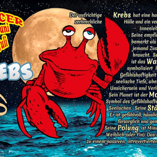 Schild Spruch Sternzeichen Krebs JW