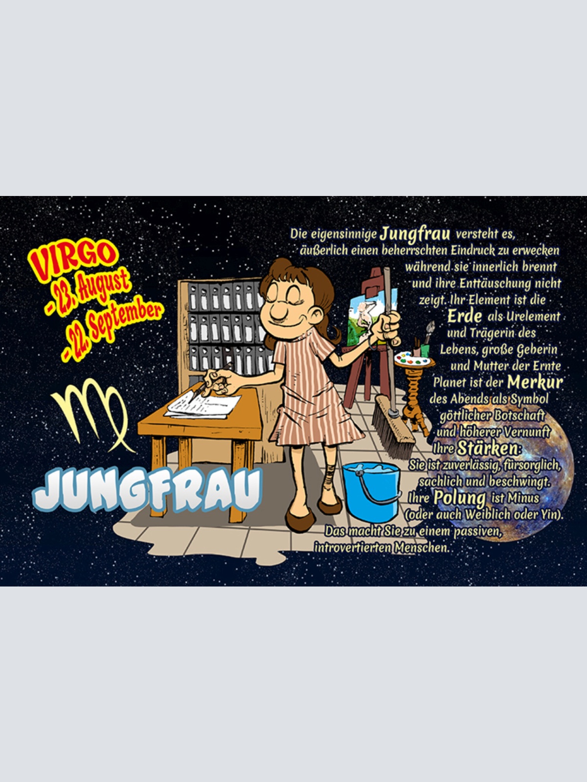 Schild Spruch Sternzeichen Jungfrau JW