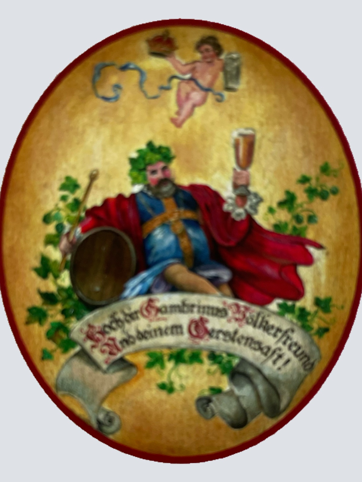 Nostalgie Holzschild Hoch Dir Gambrinus Brauerei Bier Alkohol Gerstensaft Schild