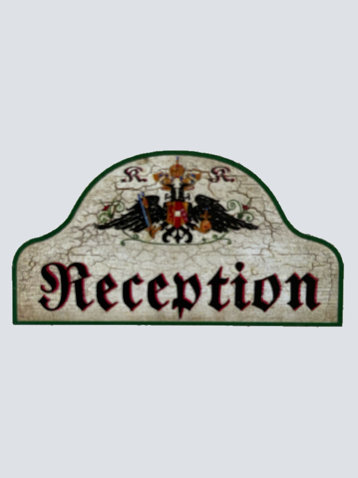 KuK Nostalgie Holzschild Reception Rezeption Hotel Gast Gäste Zimmer Schild
