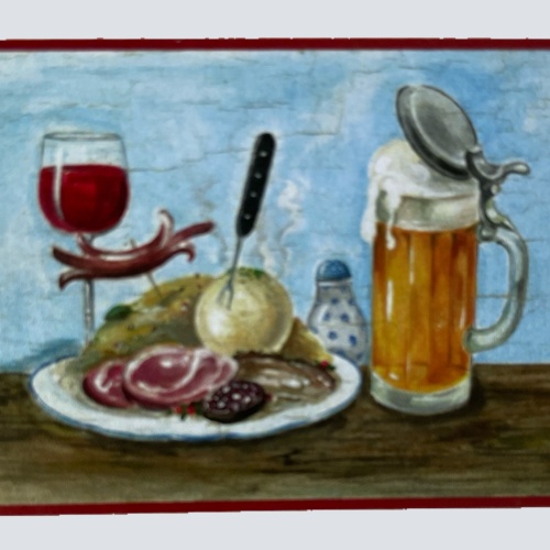 Nostalgie Holzschild Essen Bier Wein Alkohol Wirt Wirtshaus Gasthaus Menü Schild