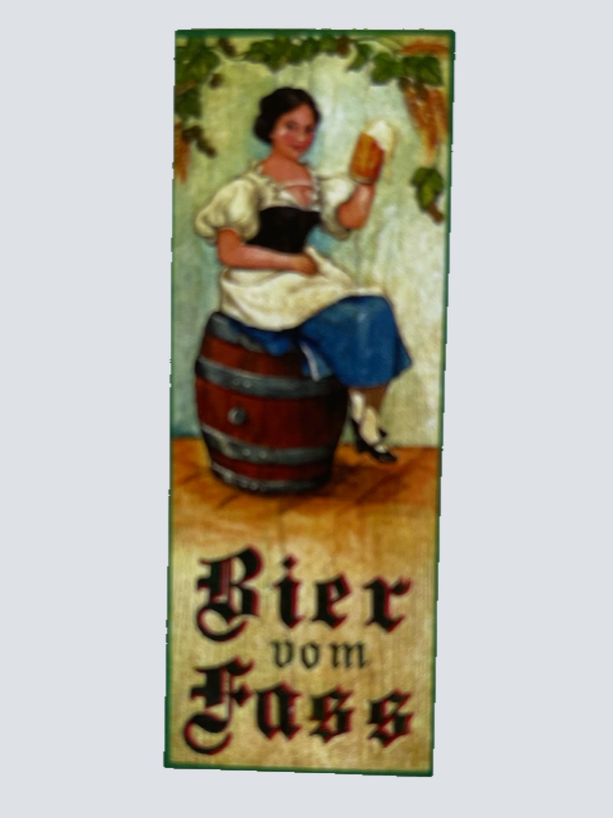 Nostalgie Holzschild Bier Vom Fass Alkohol Wirt Wirtshaus Frau Glas Schild