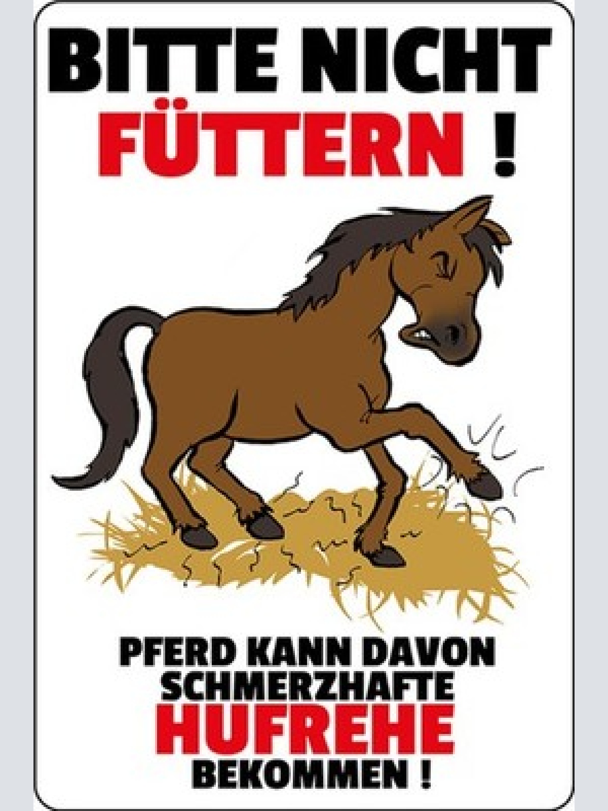 Schild Spruch Bitte nicht füttern Pferd kann Hufrehe bekommen JW
