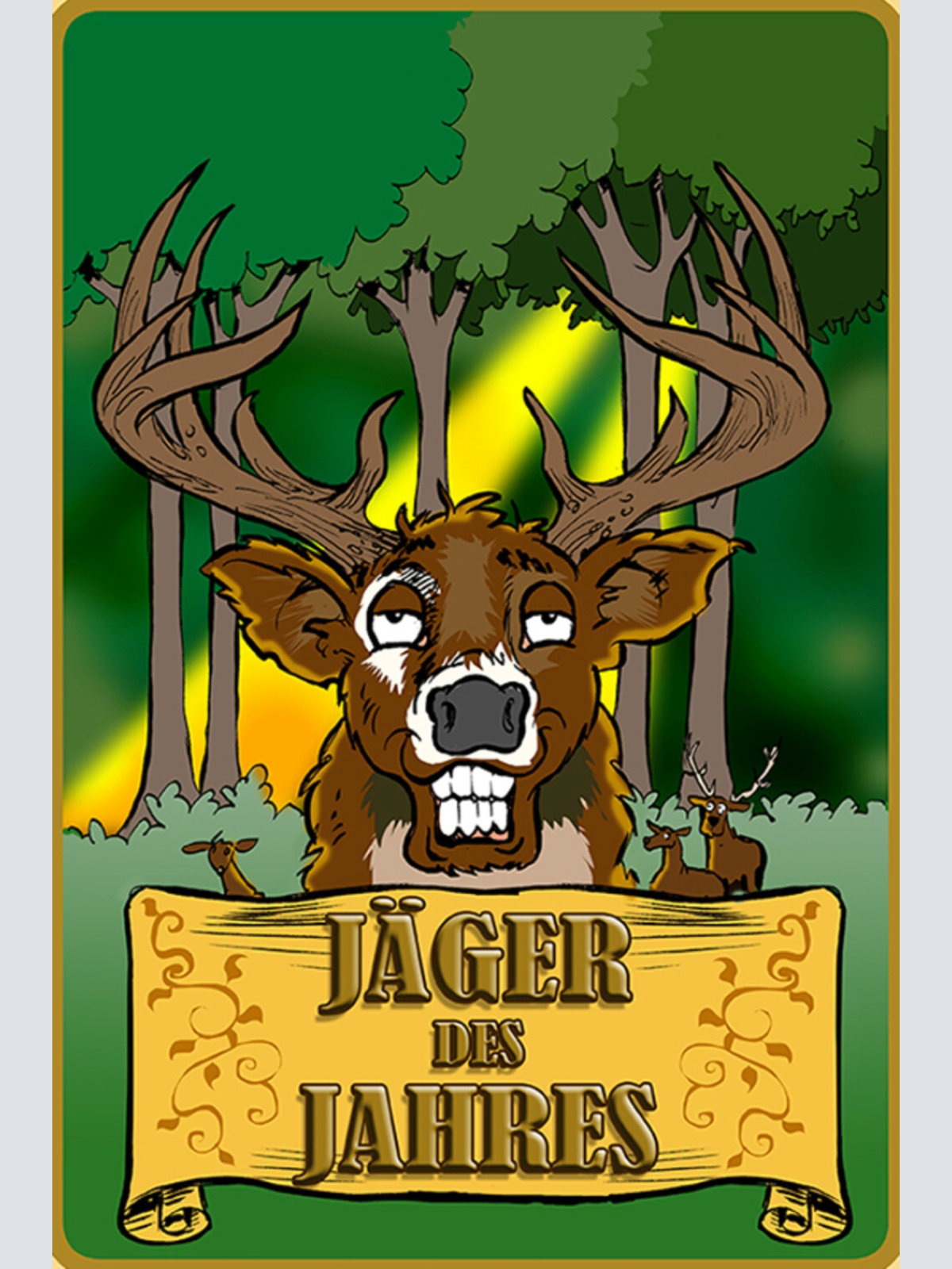 Schild Spruch Jäger des Jahres Hirsch JW