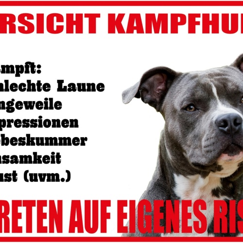 Schild Spruch Vorsicht Kampfhund Betreten auf eigenes Risiko Warnung JW