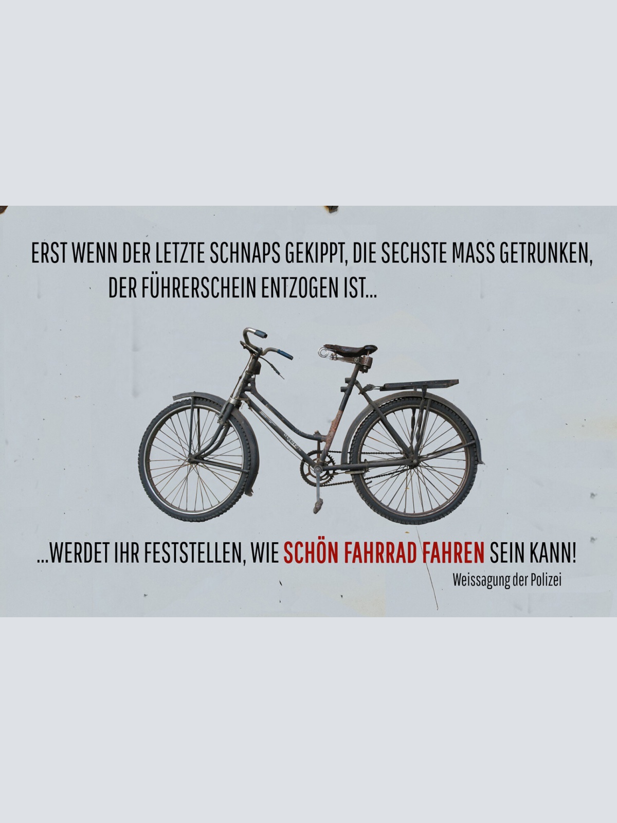 Schild Spruch Wenn Führerschein entzogen wie schön Fahrrad fahren ist Alkohol JW