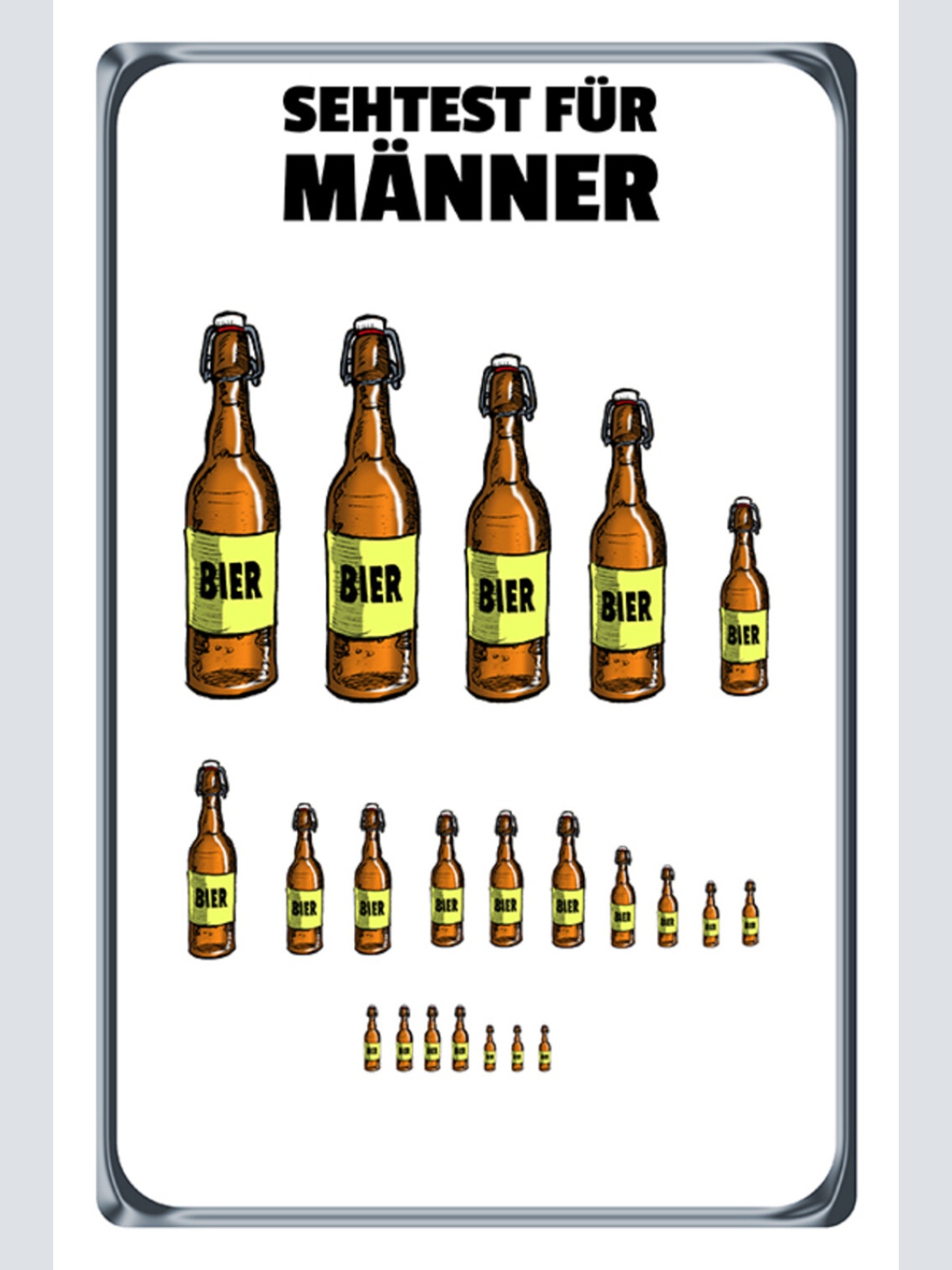 Schild Spruch Sehtest für Männer Bierflaschen Alkohol JW