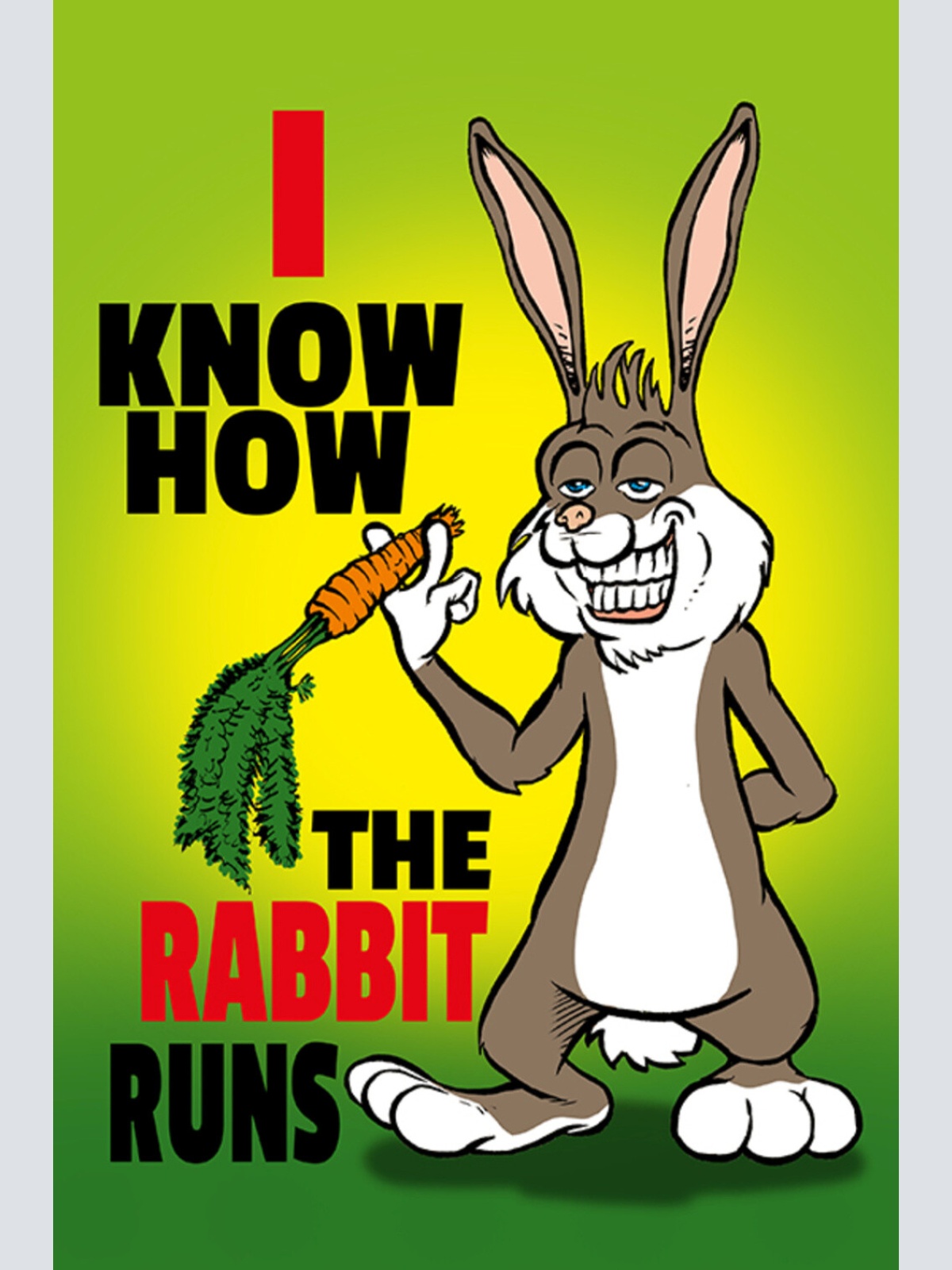 Schild Spruch I know how the rabbit runs Ich weiß wie der Hase läuft JW