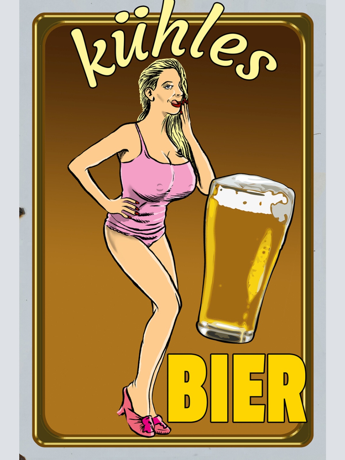 Schild Spruch Kühles Bier Sexy Alkohol JW