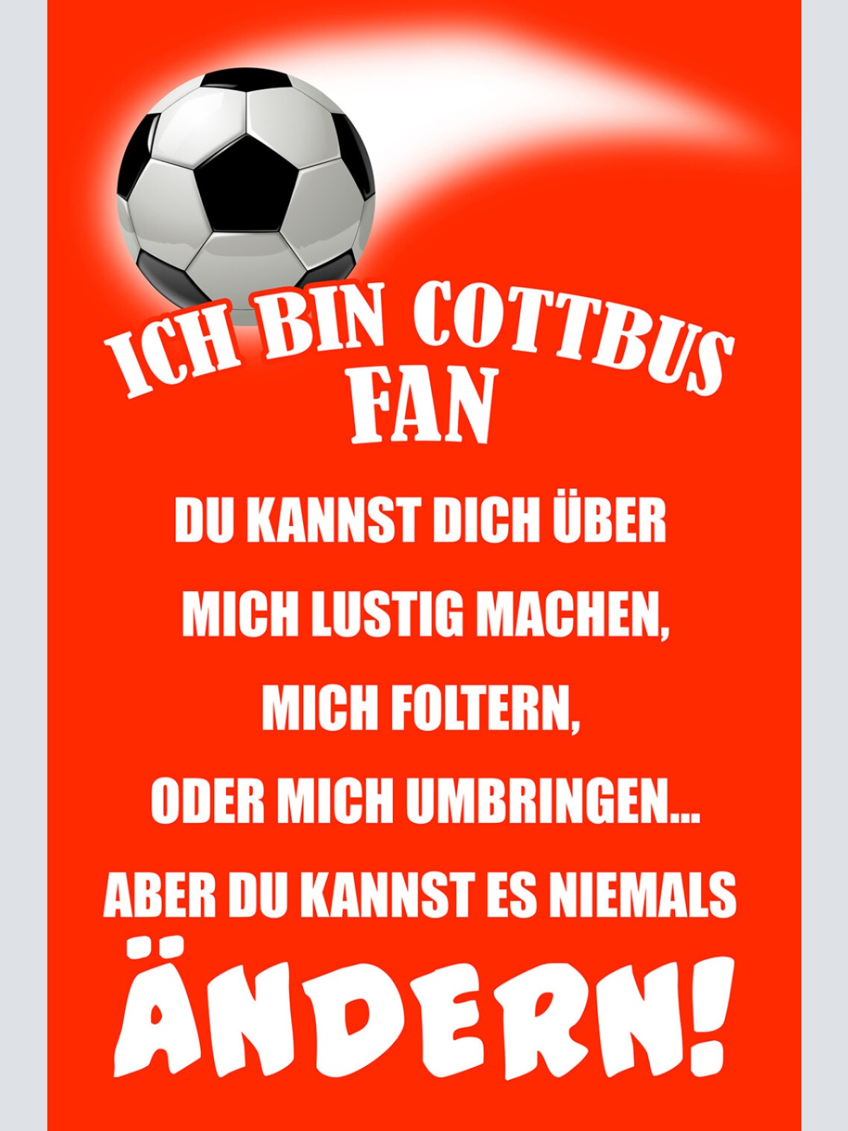 Schild Spruch Ich bin Cottbus-Fan Kannst es niemals ändern Fußball JW