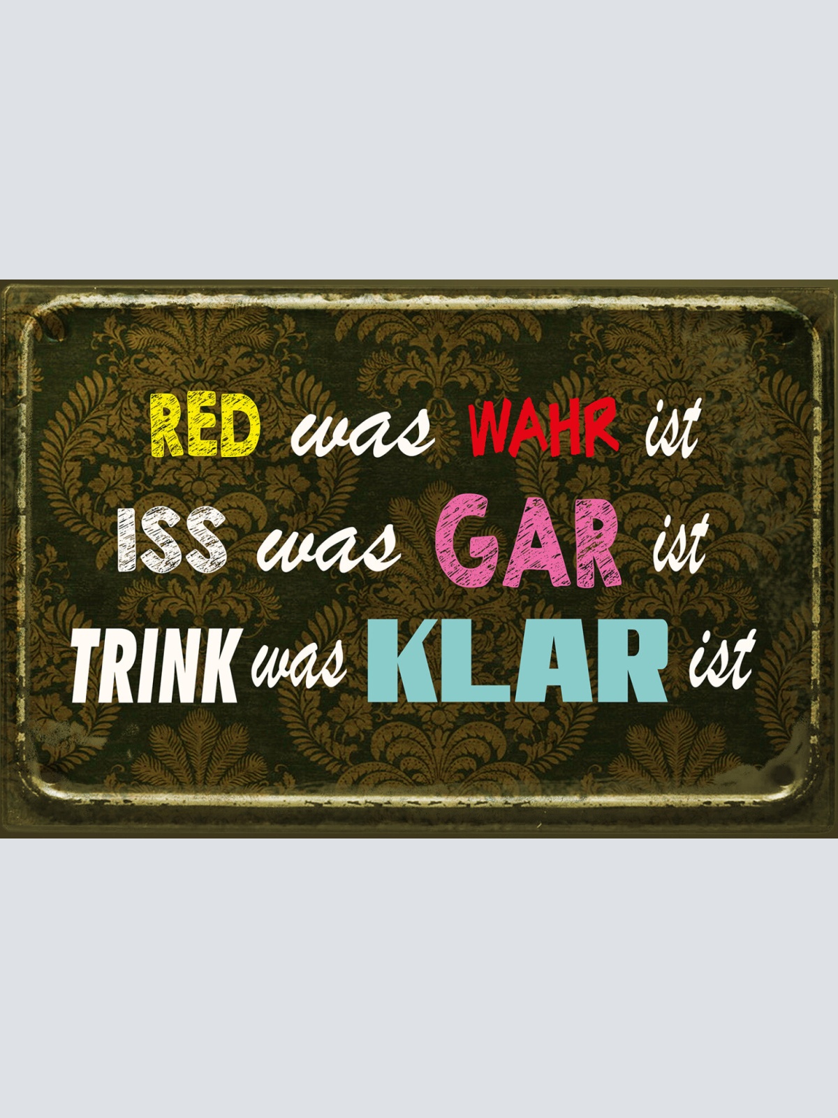 Schild Spruch Red was wahr ist Trink was klar ist Schnaps Alkohol JW