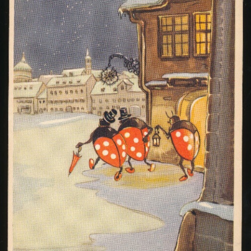 Glückwunsch-Karte zum Jahreswechsel mit drei Marienkäfer (612)