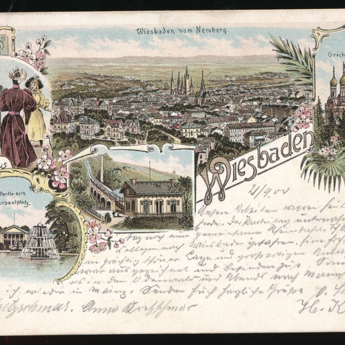 Litho-Karte gruss aus Wiesbaden Hessen Deutschland (568)
