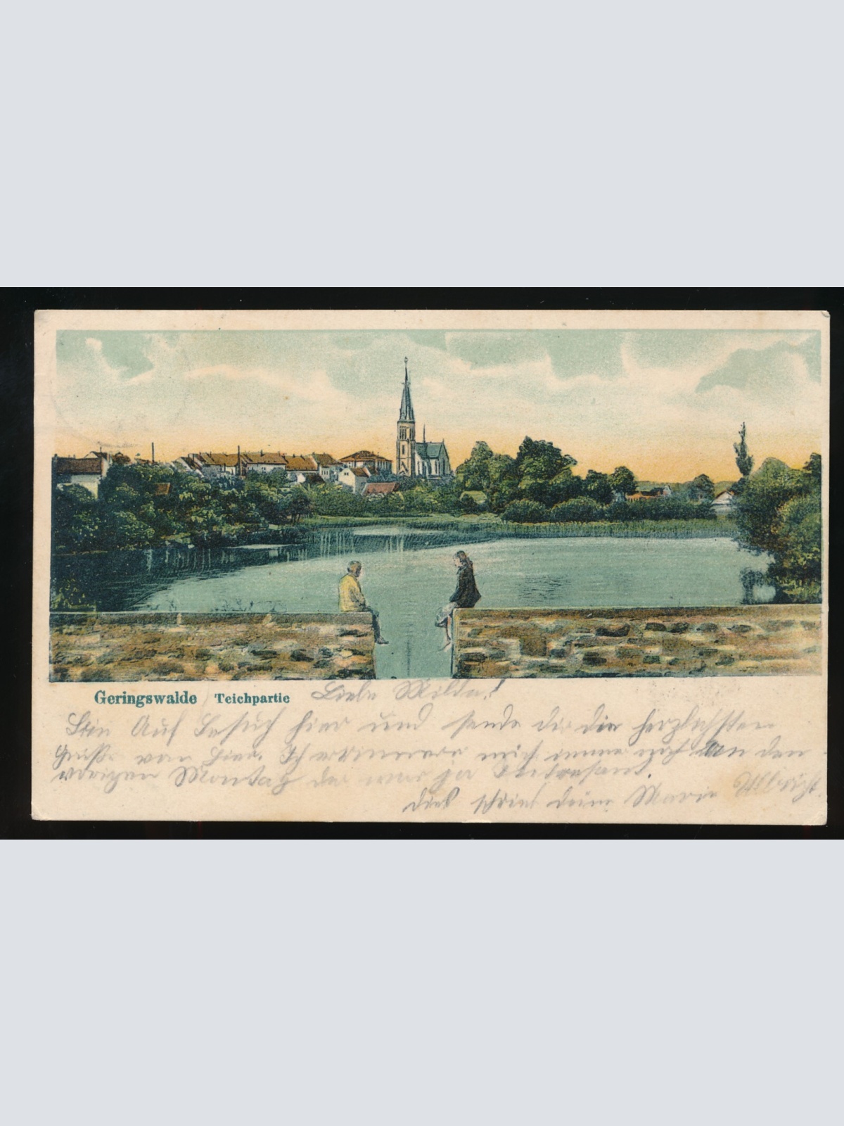 Litho-Karte aus Geringswalde Teichpartie Sachsen Deutschland (565)