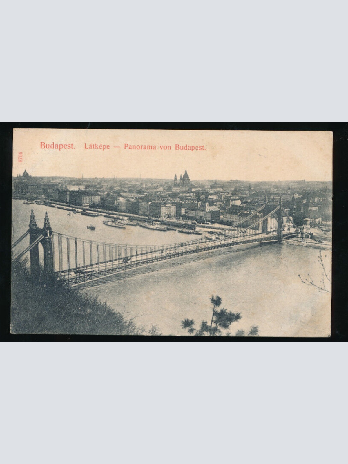 AK aus Budapest Panorama mit Brücke Ungarn (740)