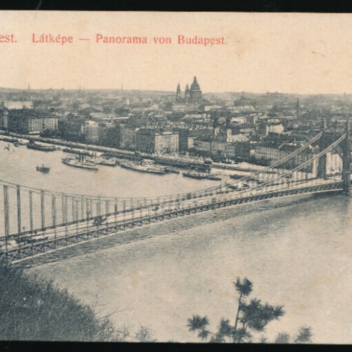 AK aus Budapest Panorama mit Brücke Ungarn (740)