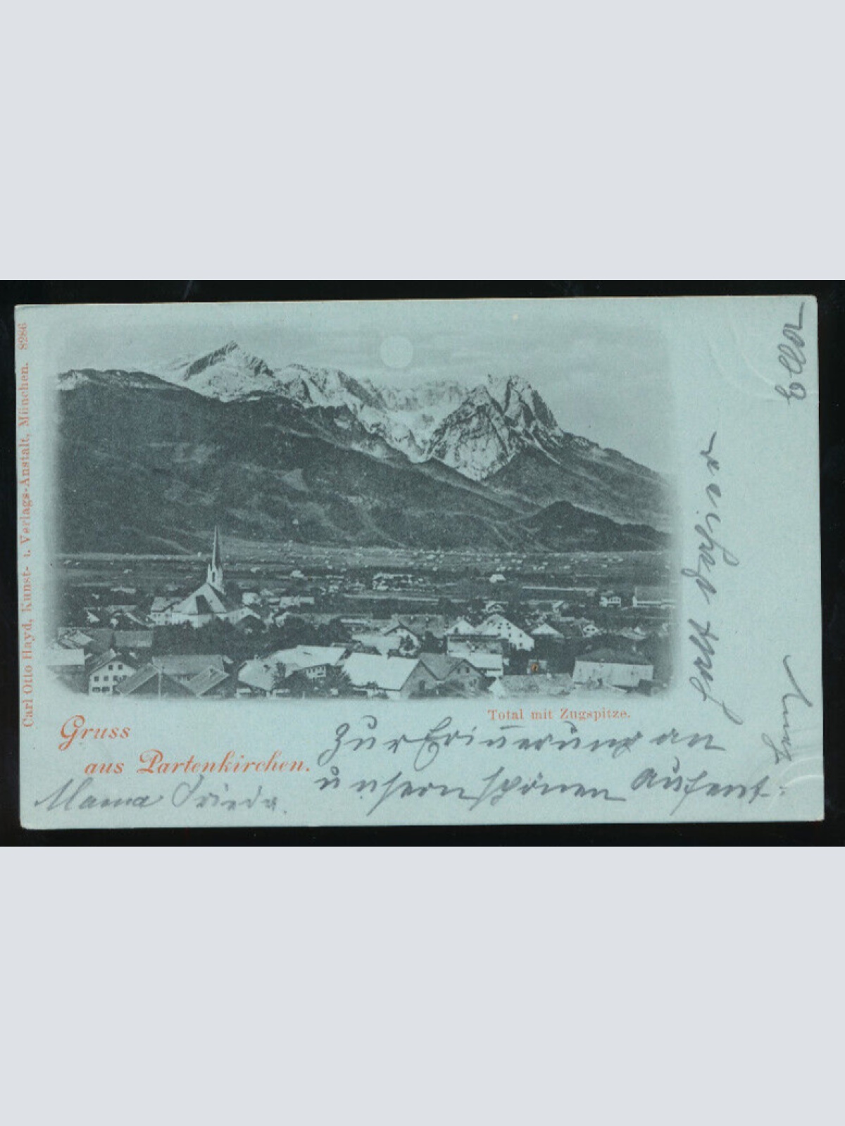 Mondschein-Karte gruss aus Partenkirchen Bayern (650)