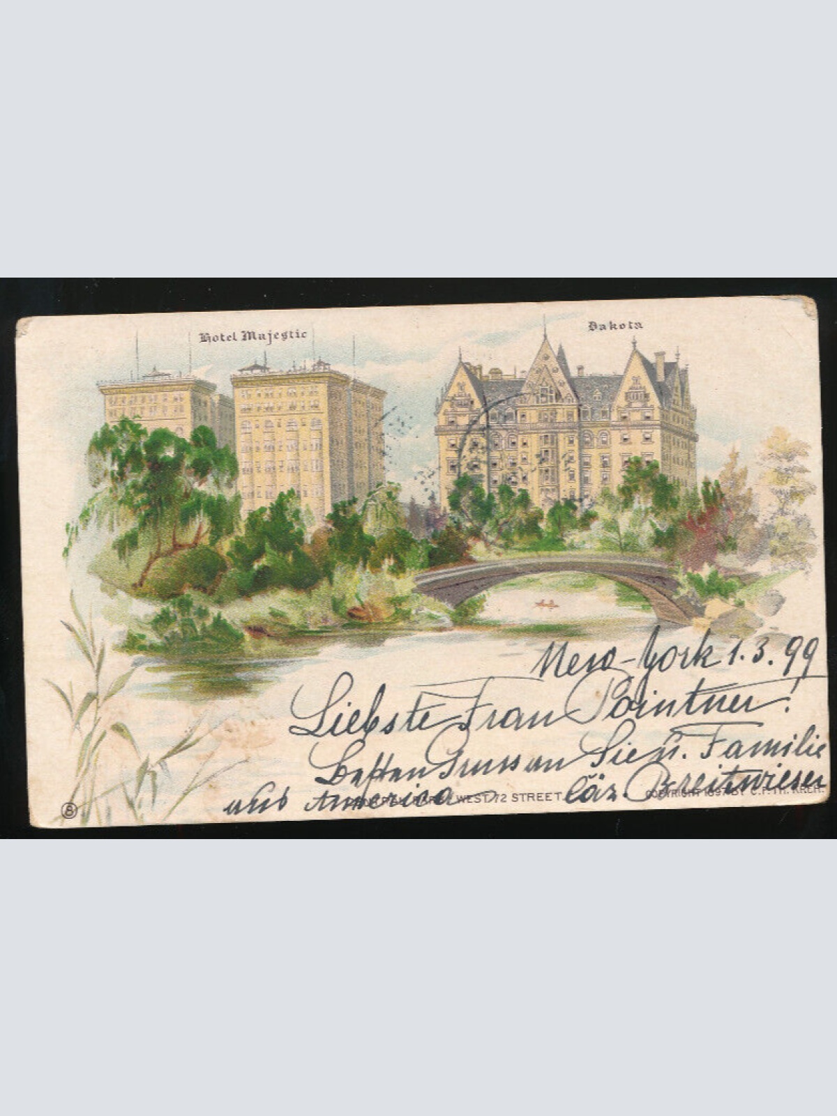 Litho-Karte aus Dakota mit Hotel Majestic Nebrastka USA Amerika (623)