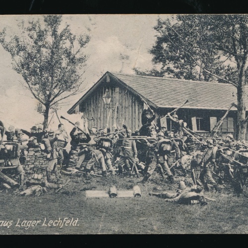 AK gruss aus Lager Lechfeld Soldaten Kämpfen (509)