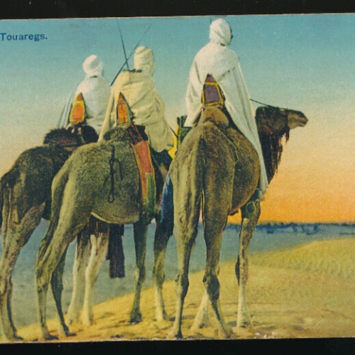 AK aus Libyen - Touaregs Kameltreiber mit Kamelen Afrika (680)