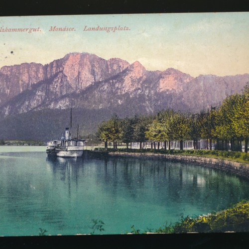 AK aus Mondsee Landungsplatz mit Dampfer (178)