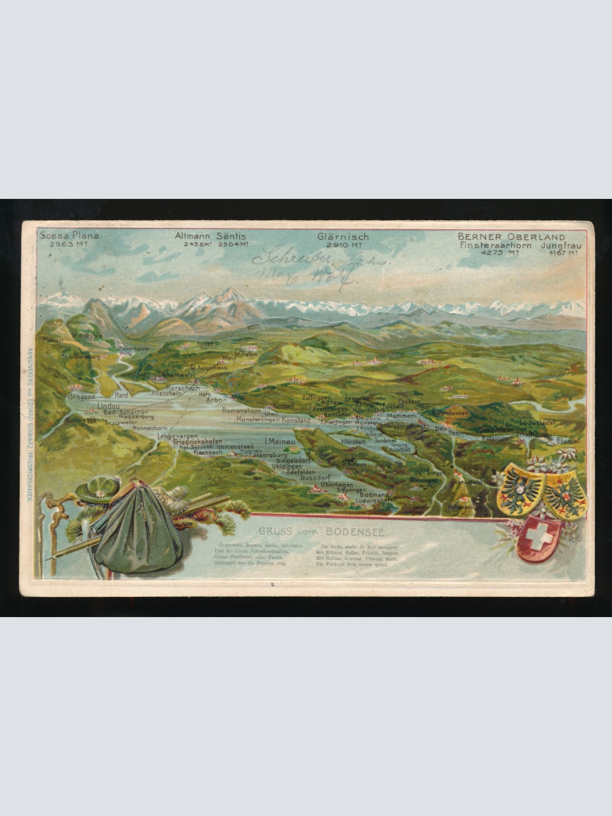 Präge-Karte gruss vom Bodesee Deutschland von Hard bis Rheinfall (396)