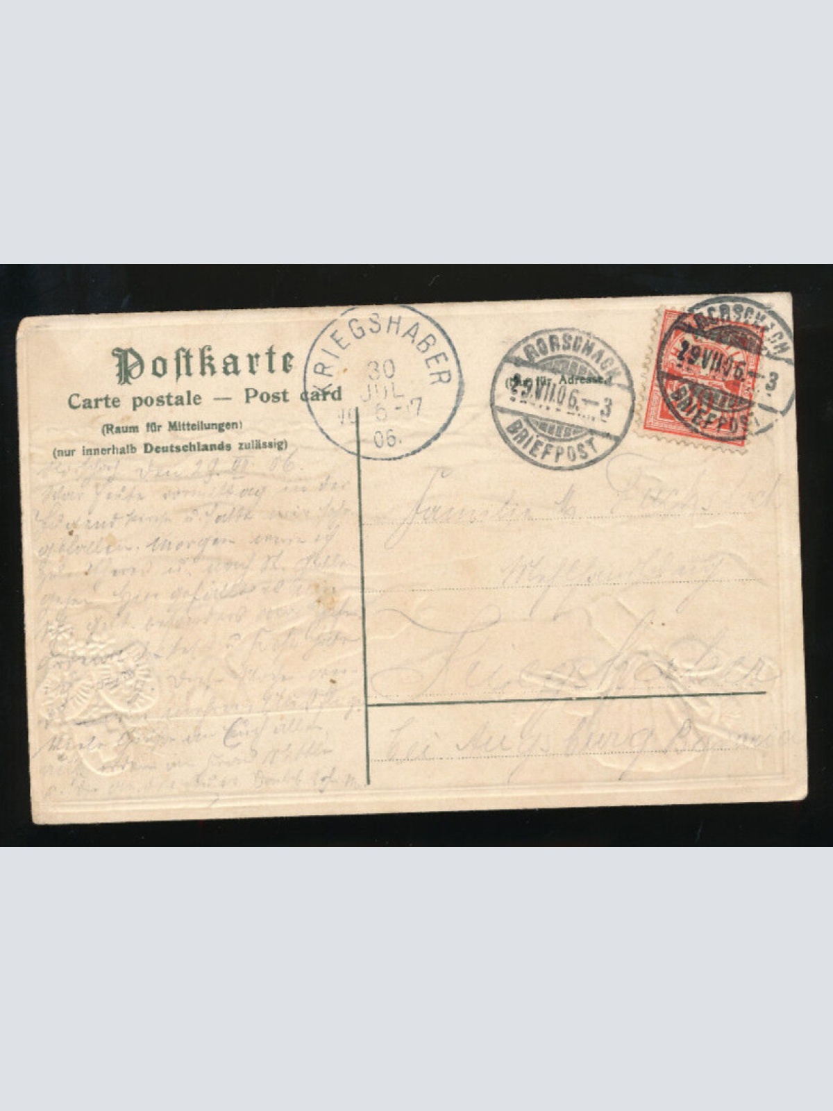 Präge-Karte gruss vom Bodesee Deutschland von Hard bis Rheinfall (396)