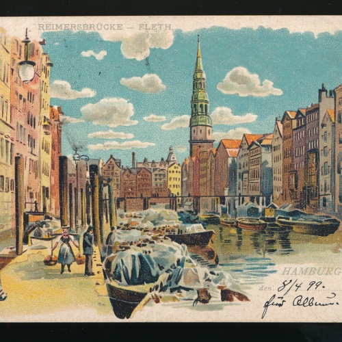 Litho-Karte Gruß aus Hamburg Reimersbrücke - Fleth (536)